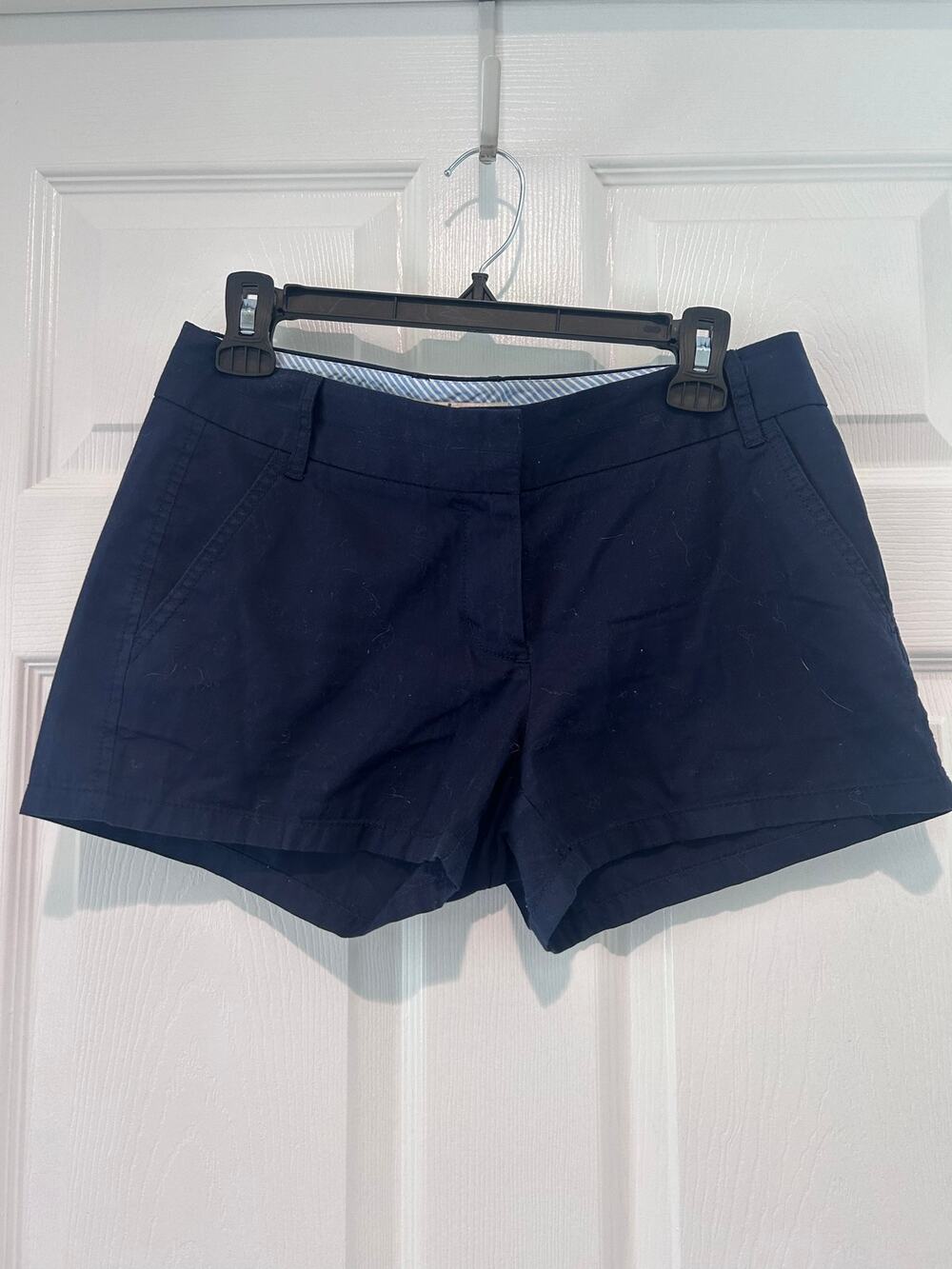 Navy Blue Chino Shorts J. Crew Women Twill Flat Front Casual Preppy Mid Rise 2